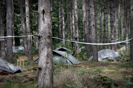 Modular one person tents remain laid out by Soldiers in their living area at Tactical Training Area Road King, August 17, 2019.