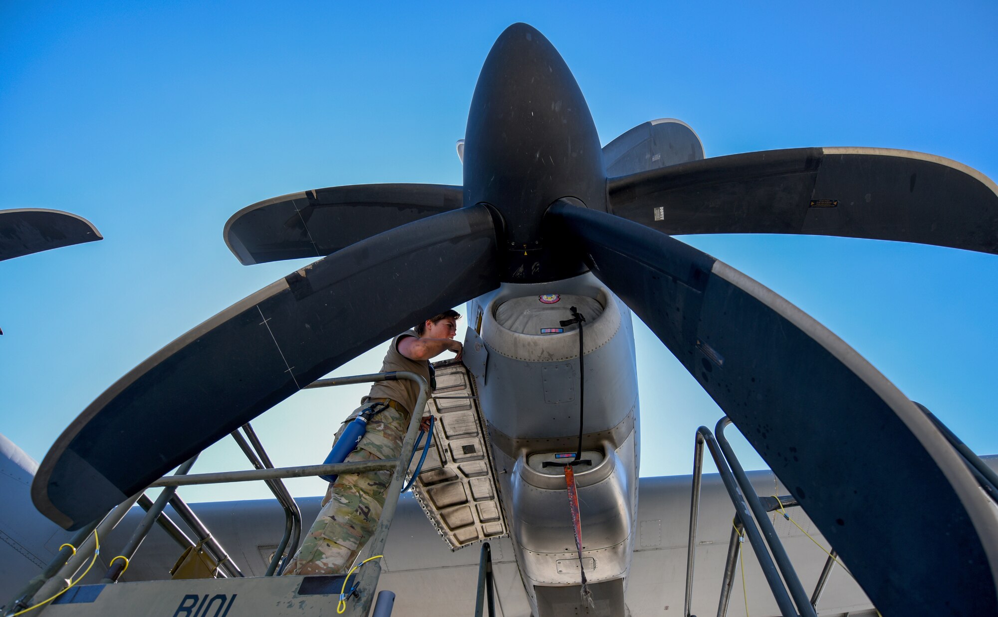 Staff Sgt.works on a C-130J Super Hercules