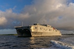 USNS Puerto Rico (EPF 11) successfully completed the first integrated sea trials for an Expeditionary Fast Transport ship Aug. 22.