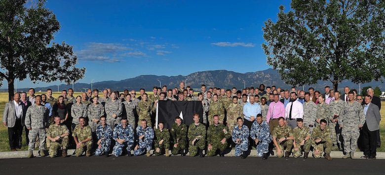 Coalition partners from Australia, Canada, Great Britain and the United States join Space Flag’s first coalition exercise, Colorado Springs, Colorado, Aug. 12-16, 2019. Space Flag 19-3 integrated its Allied partners in Air Force Space Command’s “Fight Tonight” exercise focused on using current capabilities to deter, deny and disrupt adversarial actions in the space domain. (Courtesy photo)