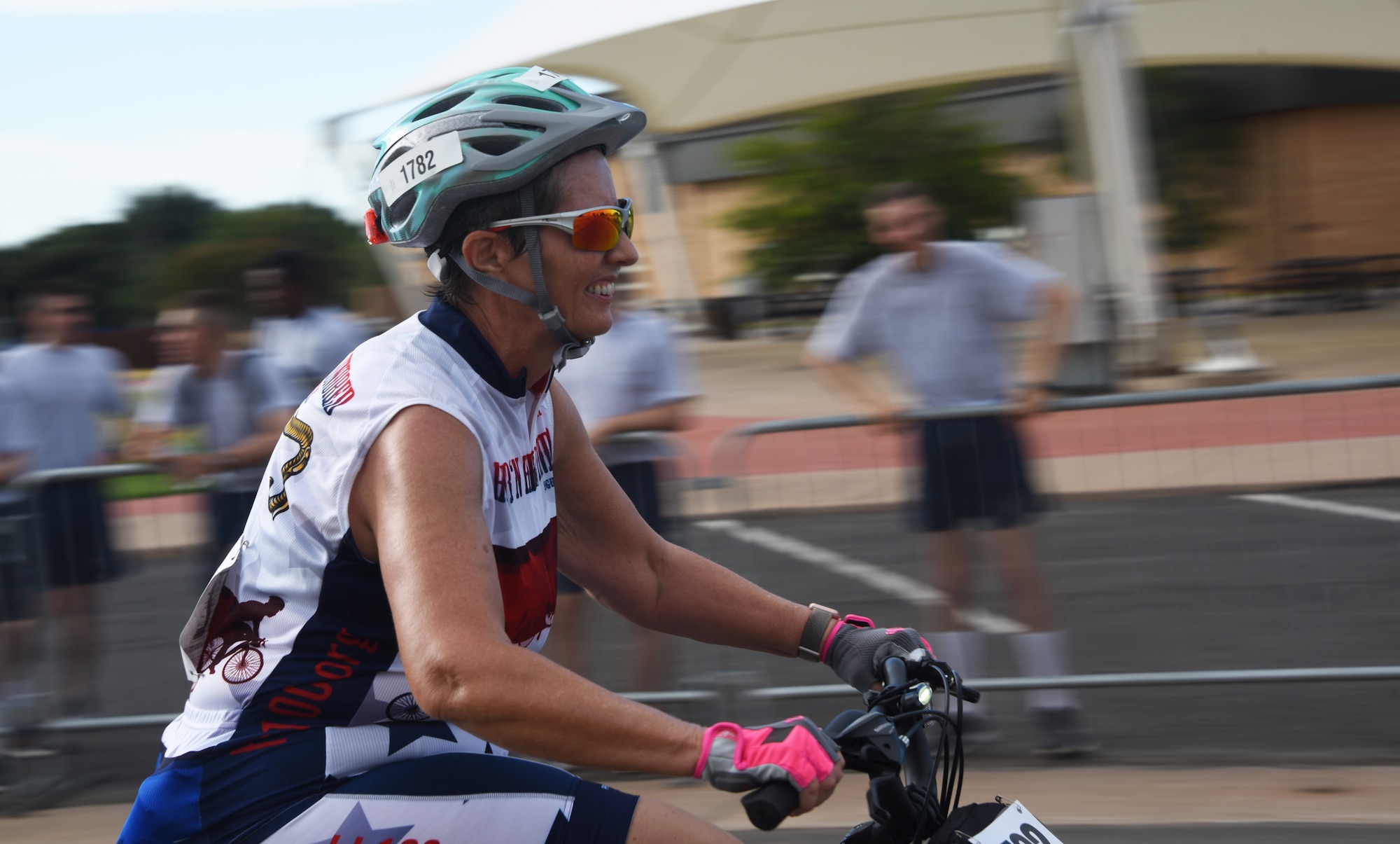 A Hotter‘N Hell Hundred cyclist blazes down Airmen’s Alley