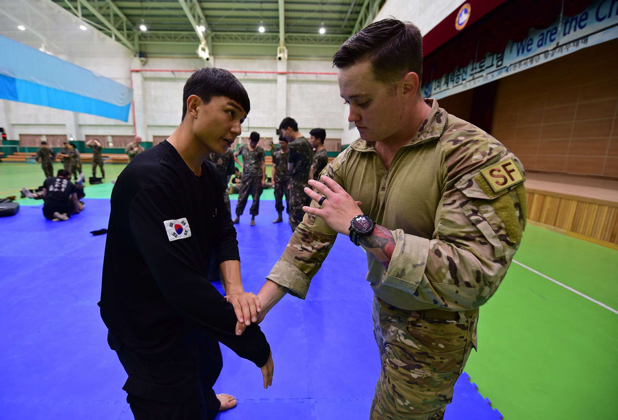 Recently U.S. Air Force Security Forces members joined Republic of Korea military police during a subject matter expert exchange at Gwangju Air Base, Republic of Korea, during Pacific Defender Outreach 19-1.
