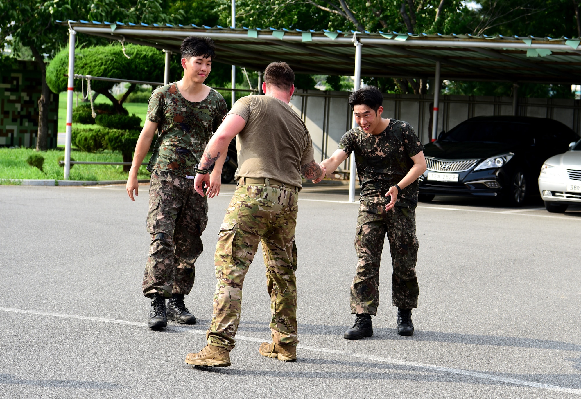 Recently U.S. Air Force Security Forces members joined Republic of Korea military police during a subject matter expert exchange at Gwangju Air Base, Republic of Korea, during Pacific Defender Outreach 19-1.