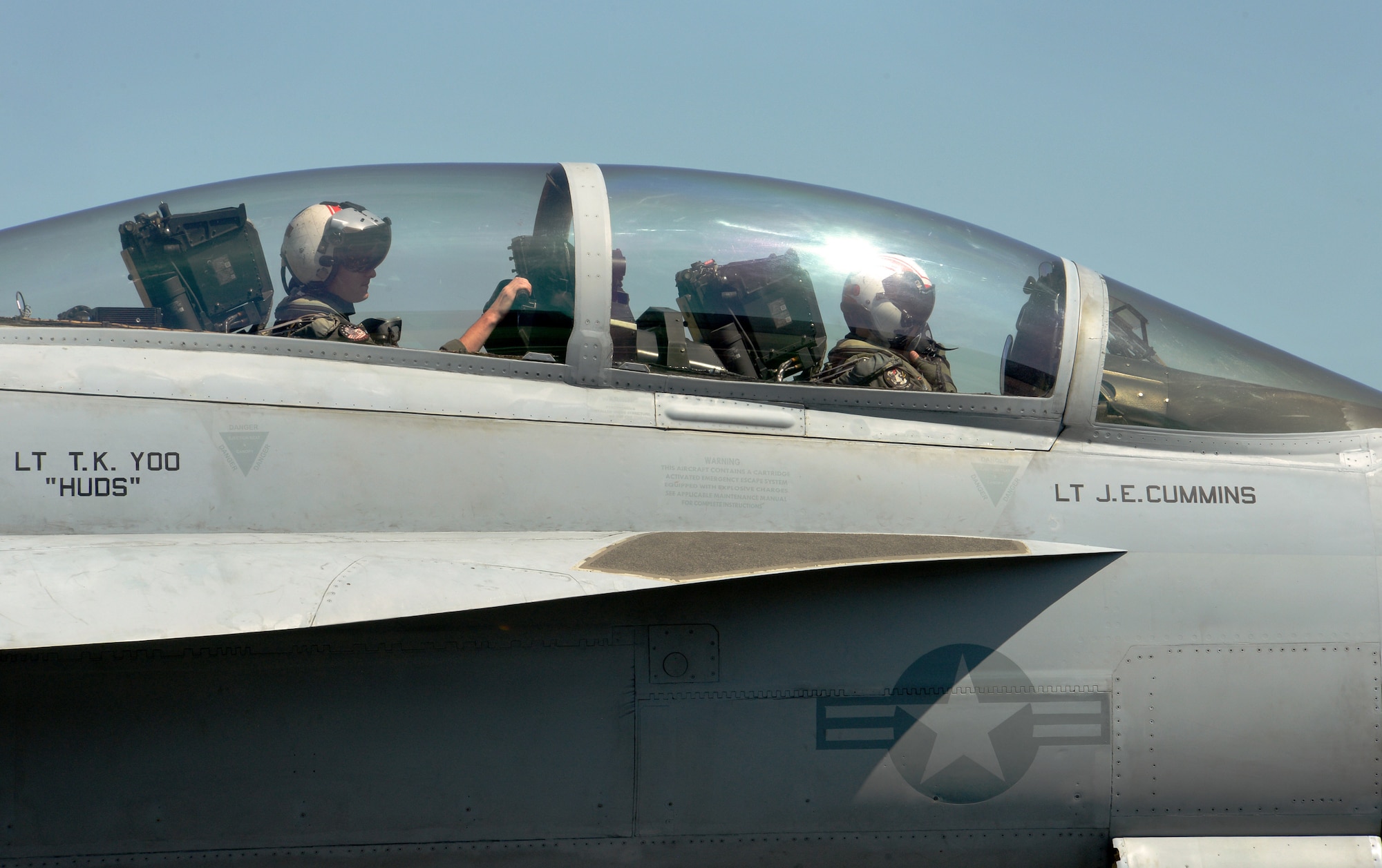 A U.S. Navy F-18F Super Hornet from VFA-41 squadron, based out of Naval Air Station Lemoore, Calif., prepares for an afternoon sortie at the Portland Air National Guard Base, Portland, Ore., during dissimilar aircraft combat training (DACT) on Aug. 13, 2019. The two-week training exercise from Aug. 11-23 provides realistic combat scenarios for pilots to hone advanced aerial tactics used against potential adversaries. (U.S. Air National Guard photo by Master Sgt. John Hughel)