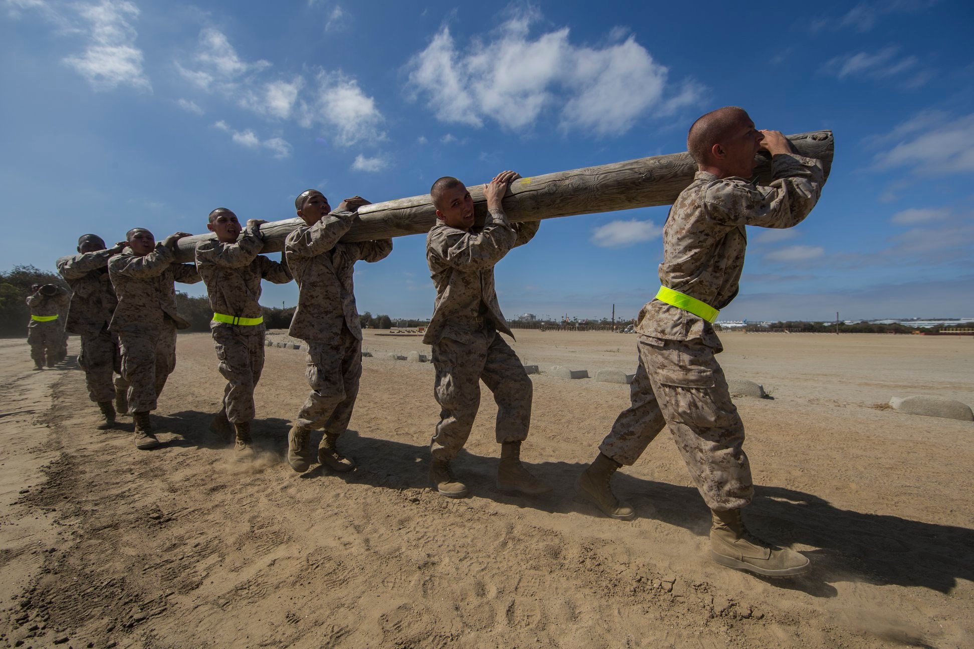 Recruits with Charlie Company, 1st Recruit Training Battalion, carry a