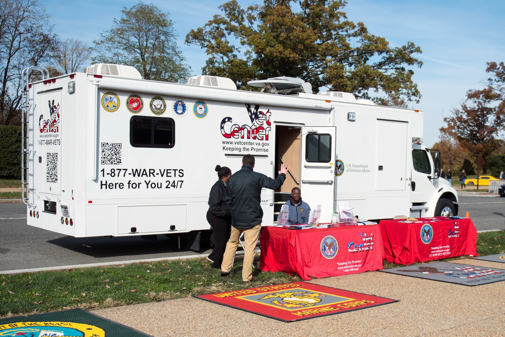 A Vet Centers mobile unit on Memorial Avenue on Veterans Day at Arlington National Cemetery, Arlington, Virginia, Nov. 11, 2017.  Vet Centers are community based and part of the Department of Veterans Affairs, providing support to all veterans of the armed forces.