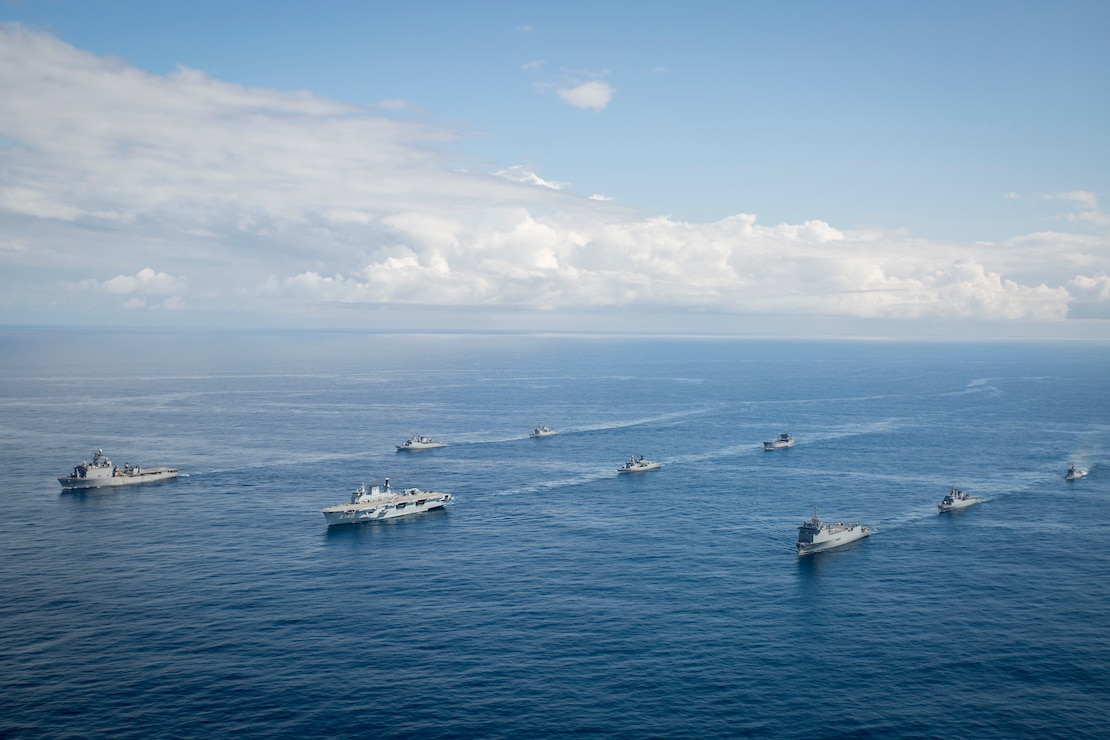 Naval ships from Brazil, Peru, Argentina and the United States conduct naval formations during a training exercise for UNITAS LX in Brazil Aug. 24, 2019. The exercise was done to test interoperability and communication between the partner nations. UNITAS is the world's longest-running, annual exercise and brings together multinational forces from 11 countries to include Brazil, Colombia, Peru, Chile, Argentina, Ecuador, Panama, Paraguay, Mexico, Great Britain and the United States. The exercise focuses in strengthening the existing regional partnerships and encourages establishing new relationships through the exchange of maritime mission-focused knowledge and expertise during multinational training operations.