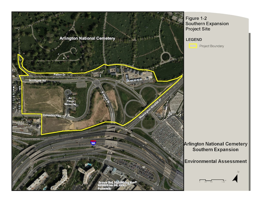 Figure 1-2 Southern Expansion Project Site,  Arlington National Cemetery Southern Expansion Environmental Assessment
