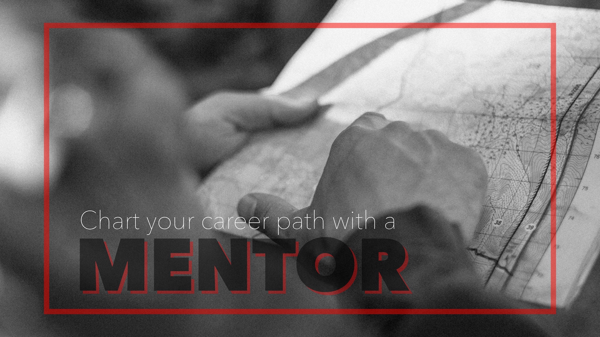 This graphic depicts a pilot using a map to find his way as a metaphor for the relationship between a mentor and mentee.
