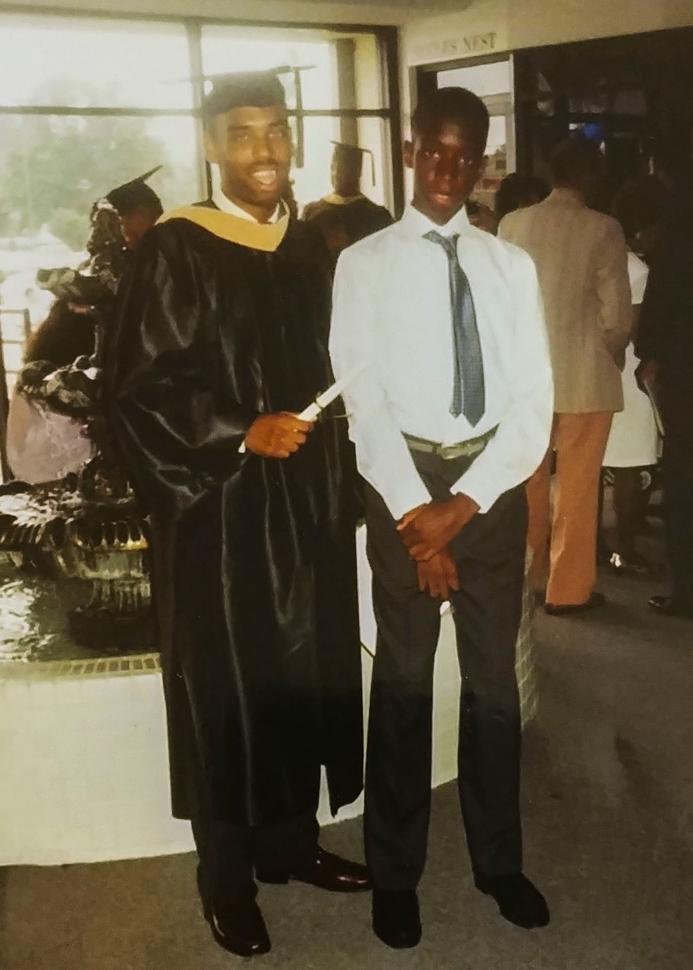 Kevin Warrick, retired U.S. Air Force and Jemal Murray, Big Brothers Big Sisters mentor, pose for a photo back in 1992.