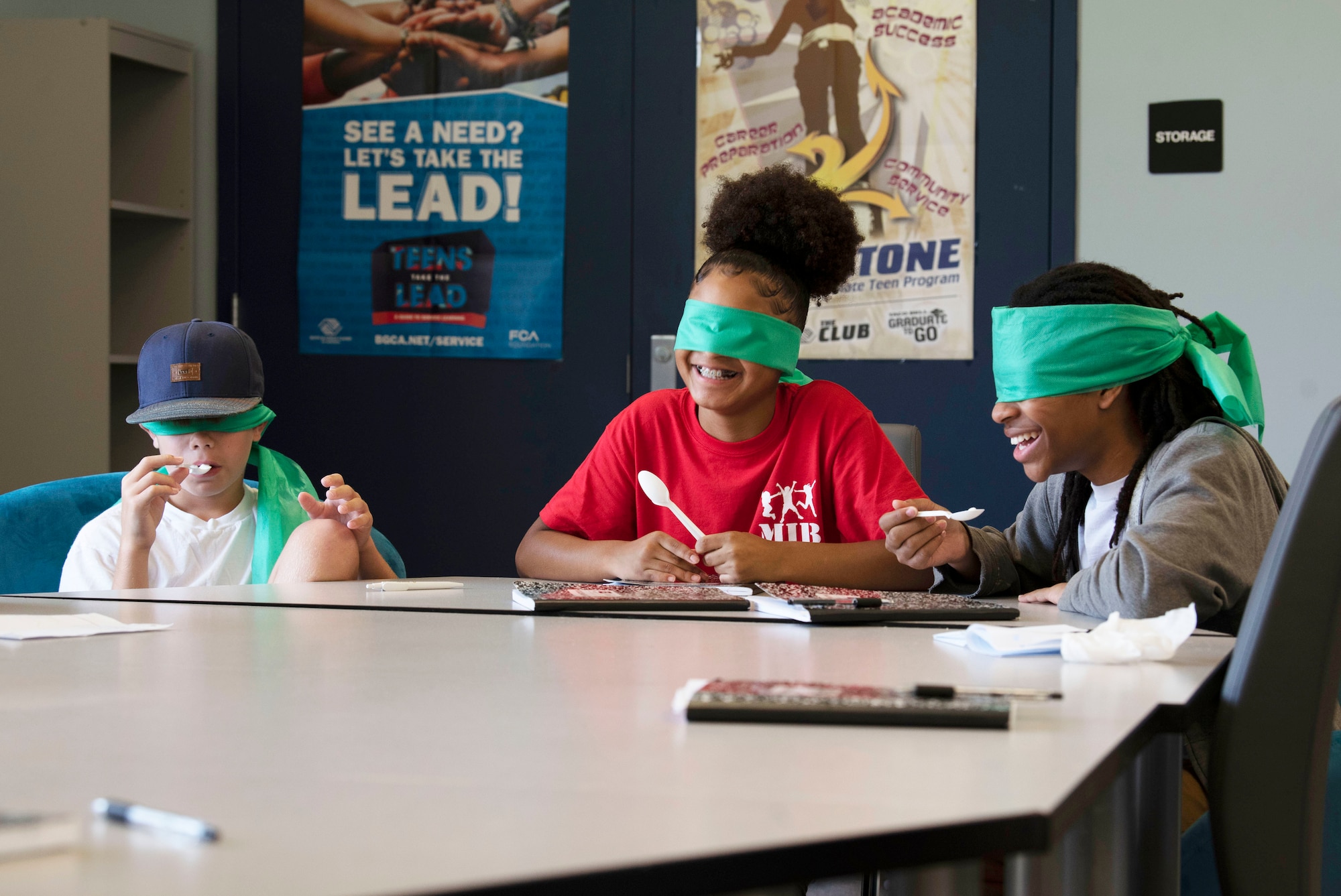 Team Shaw children participate in a blind taste test during a week-long Youth Resiliency Camp at Shaw Air Force Base, South Carolina, July 31, 2019.