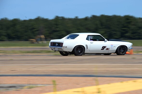 John Barns maneuvers his vehicle through the race track Aug. 17, 2019, on Columbus Air Force Base, Miss. The Mississippi Region of the Sports Car Club of America hosts the quarterly events at Columbus with the next scheduled event happening in October at Columbus AFB. (U.S. Air Force photo by Airman 1st Class Jake Jacobsen)