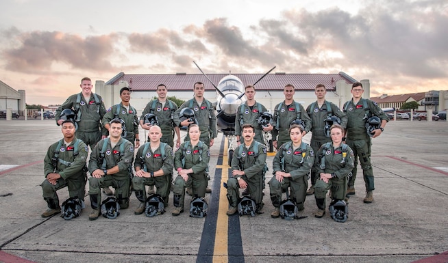 Students from the second iteration of Pilot Training Next on the flight line at Joint Base San Antonio-Randolph, Texas, Aug. 19, 2019.  PTN is Air Education and Training Command’s experimental program with a focus on understanding how Airmen learn, as well as exploring and potentially prototyping a flying training environment that integrates various technologies to produce pilots in an accelerated- and learning-focused manner.