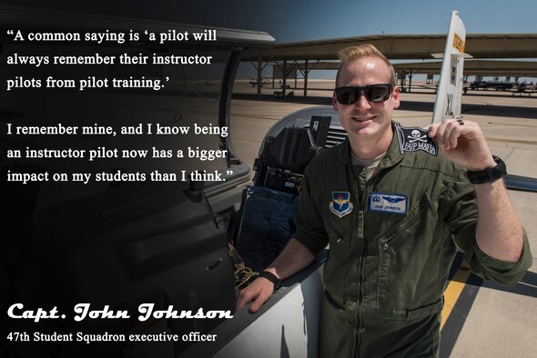 Capt. John Johnson, a 47th Student Squadron first assignment instructor pilot, holds up the classic FAIP patch, a symbol of tradition, responsibility and success—a charge to train the Air Force’s even newer aviators so early in their own careers. The 47th Flying Training Wing at Laughlin Air Force Base, Texas, retains some Specialized Undergraduate Pilot Training graduates to supplement the ranks of their own instructor pilot corps, affectionately referred to as “FAIP Mafia.” (U.S. Air Force graphic by Senior Airman Anne McCready)