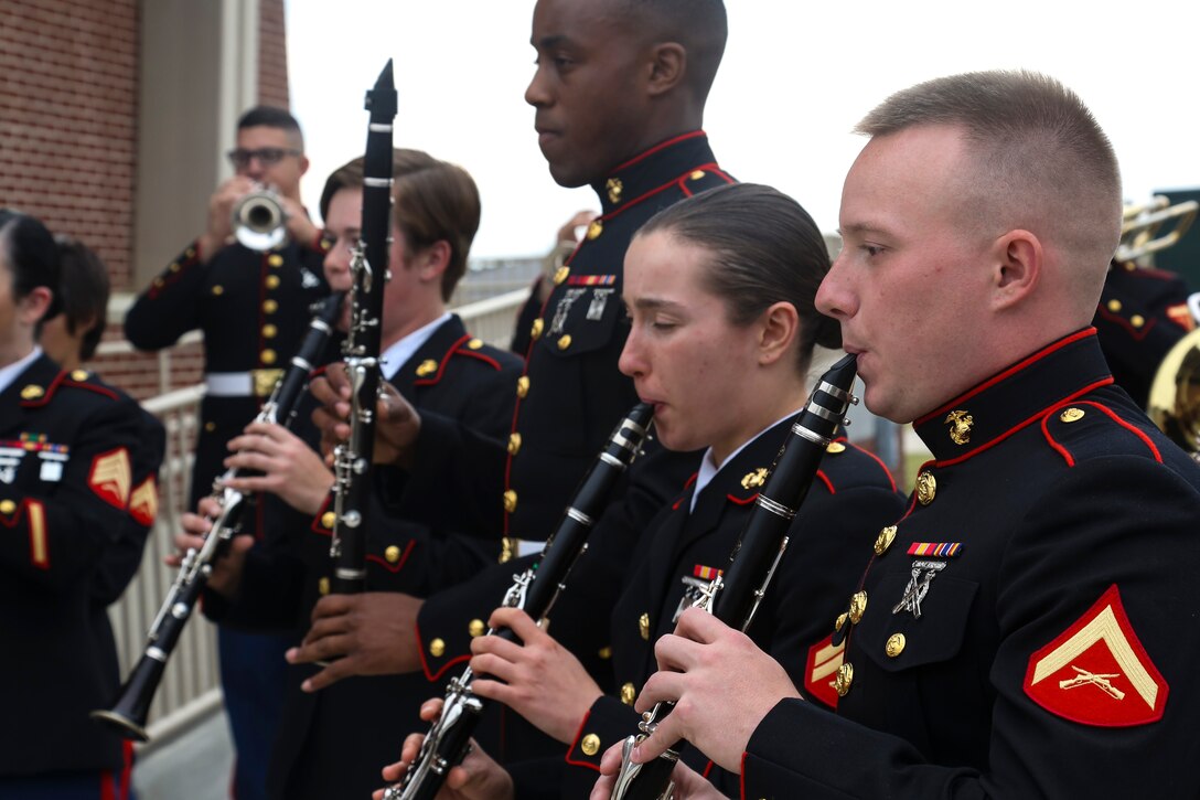 The Parris Island Marine Band provides musical support for ceremonies,functions, and other occasions aboard Marine Corps Recruit Depot Parris Island, and within the Beaufort Tri-Command and Southeast Region; supports the total force recruiting mission within the Eastern Recruiting Region; and
performs community relations and public outreach events across the United States in order to improve morale, inspire, motivate, and instill a sense of pride and patriotism, and to re-affirm our core values, customs, and traditions, and best represent the United States Marine Corps.