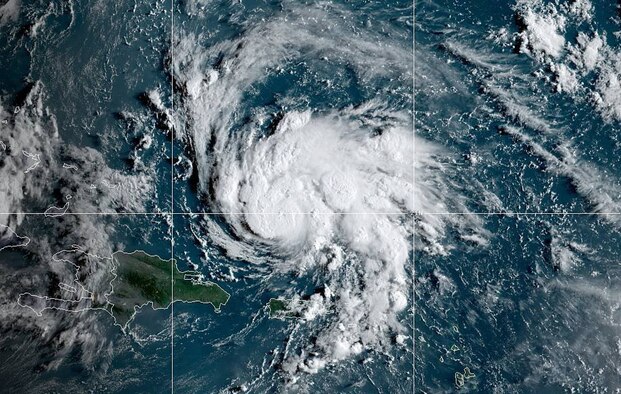 An image of Hurricane Dorian taken from satellites the National Oceanic and Atmospheric Administration personnel use to track weather on Aug. 29, 2019, in the Atlantic Ocean. (Courtesy photo illustration by NOAA)