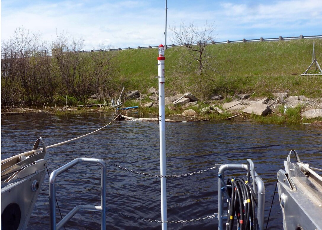 An acoustic receiver is placed in the Manistique River AOC