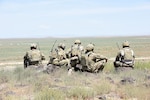 Tactical Air Control Party Specialists with the 148th Air Support Operations Squadron wait for the A-10 air support they called in to drop simulated munitions on a target Aug. 13, 2019. The Pennsylvania Air National Guardsmen traveled to Orchard Combat Training Center near Boise this summer to practice their ground combat skills, working alongside their Army counterparts at the 56th Stryker Brigade, Pennsylvania Army National Guard, and the Idaho Air National Guard.