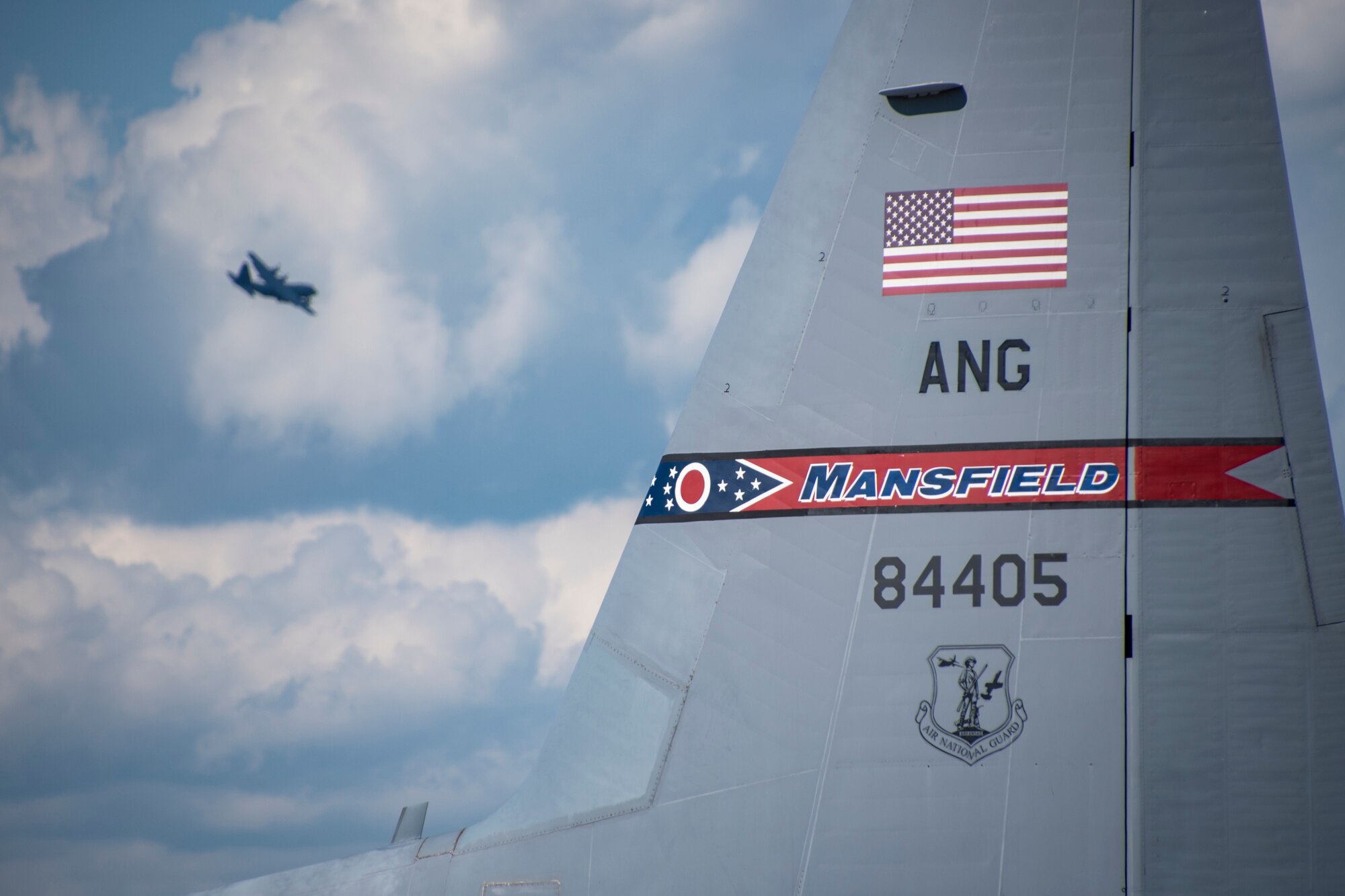A third newly upgraded C-130H2 Hercules, tail 79287, arrives, Aug. 8, 2019, and is now assigned to the 179th Airlift Wing, Mansfield, Ohio. These aircraft were recently upgraded at Dyess AFB, TX. and arrived with Electronic Propeller Control Systems (EPCS), ensuring they meet requirements for incorporating modular blade technology (NP2000), an upgrade that would give them eight bladed propellers. (U.S. Air National Guard photo by Tech. Sgt. Joe Harwood)