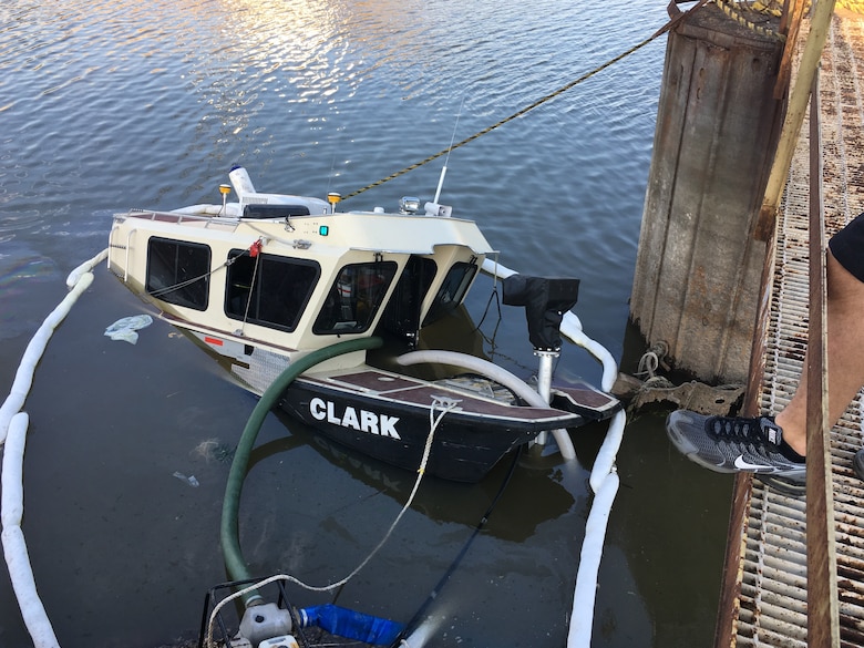Survey Boat Clark after taking on water.