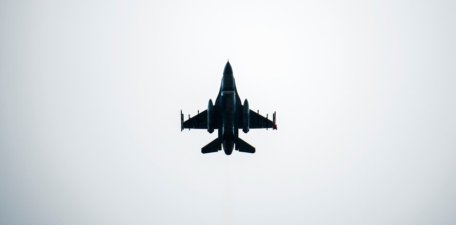 F-16 Fighting Falcon flies over Kunsan Air Base