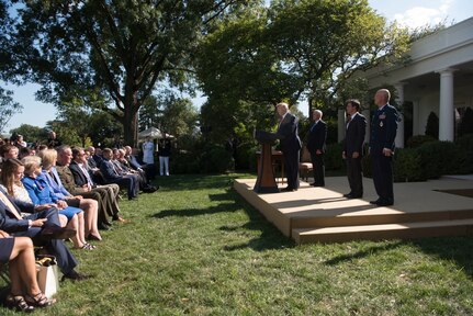 President Donald J. Trump hosts a White House ceremony on the establishment of the U.S. Space Command, with Vice President Mike Pence, Secretary of Defense Dr. Mark T. Esper, and the incoming commander of U.S. Space Command, Air Force Gen. John W. Raymond, Washington, D.C., Aug. 29, 2019.