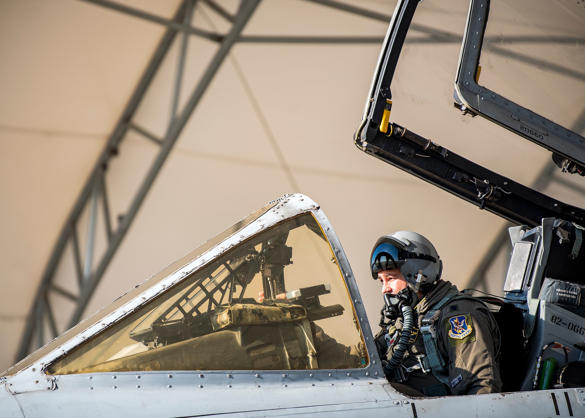 A pilot from the 74th Fighter Squadron sits inside of the cockpit of an A-10C Thunderbolt II prior to departing for Little Rock Air Force Base, Ark., Aug. 30, 2019, at Moody Air Force Base, Ga. Moody’s A-10s were relocated to Little Rock in anticipation of Hurricane Dorian. (U.S. Air Force photo by Airman 1st Class Eugene Oliver)
