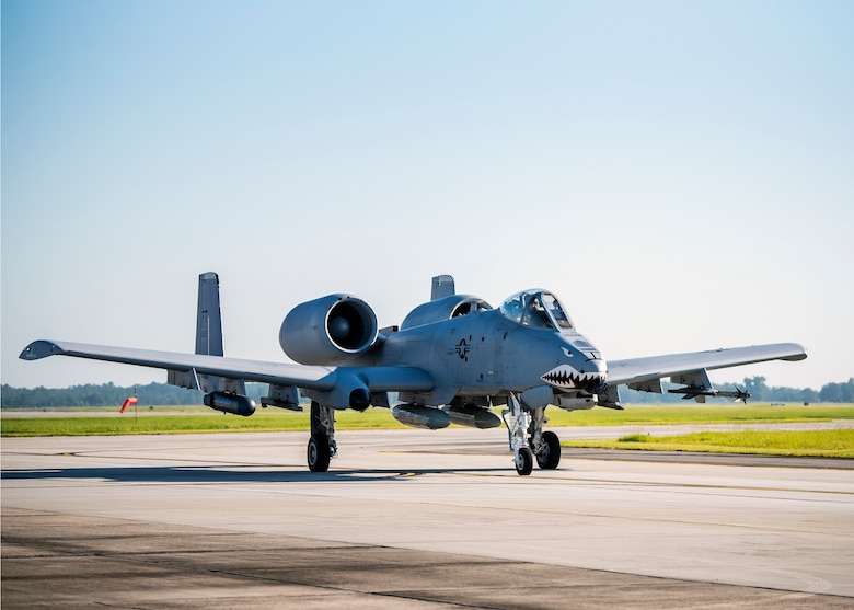 An A-10C Thunderbolt II, taxis to the runway prior to departure for Little Rock Air Force Base, Ark., Aug. 30, 2019, at Moody AFB, Ga. Moody’s A-10s were relocated to Little Rock in anticipation of Hurricane Dorian. (U.S. Air Force photo by Airman 1st Class Eugene Oliver)