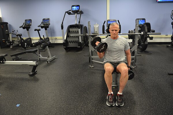 Defense Intelligence Agency Director Lt. Gen. Robert P. Ashley Jr. works out at the DIA Headquarters gym, July 31. At the end of each day, Ashley takes time to work out regardless of how tired he is or how busy his day has been.