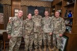 Commander of the West Virginia National Guard’s Army Interagency Training and Education Center (AITEC) Chemical, Biological, Radiological, Nuclear, and High Yield Explosive (CBRNE) Battalion, Gina Nichols, was promoted to lieutenant colonel at Joint Force Headquarters in Charleston, W.Va., Aug. 27, 2019. In attendance were (from left to right) Maj. Gen. James Hoyer, Nichols, Lt. Col. James Bowen, Command Sgt. Maj. James Jones and Brig. Gen. Russell Crane.