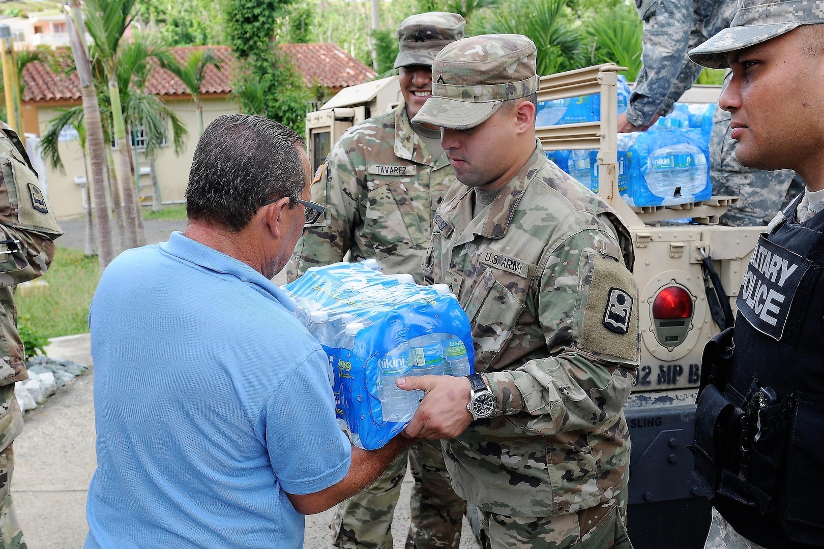 Puerto Rico Army National Guard soldiers continue their efforts of distributing much-needed supplies to communities around the Island in the aftermath of Hurricane Maria in Cidra, Puerto Rico, Nov 27, 2017.