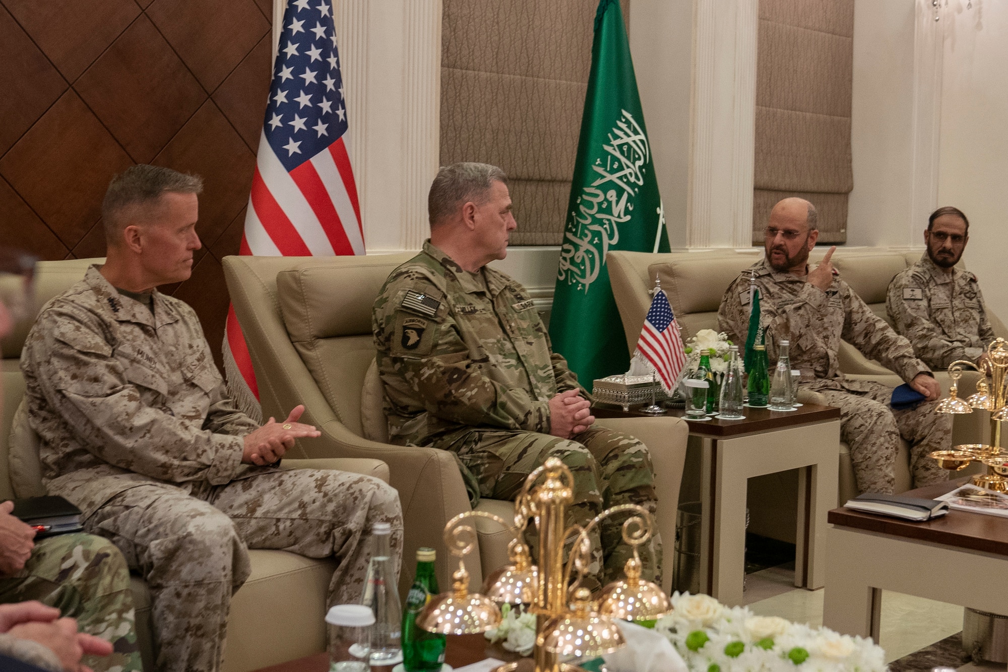 my Gen. Mark A. Milley, chairman of the Joint Chiefs of Staff, is hosted by Royal Saudi Air Force Air Chief Marshal Fayyadh Al Ruwaili, chairman of the Joint Chiefs of Staff of the Kingdom of Saudi Arabia, at the ministry of defense in Riyadh, Saudia Arabia, Nov. 26, 2019.