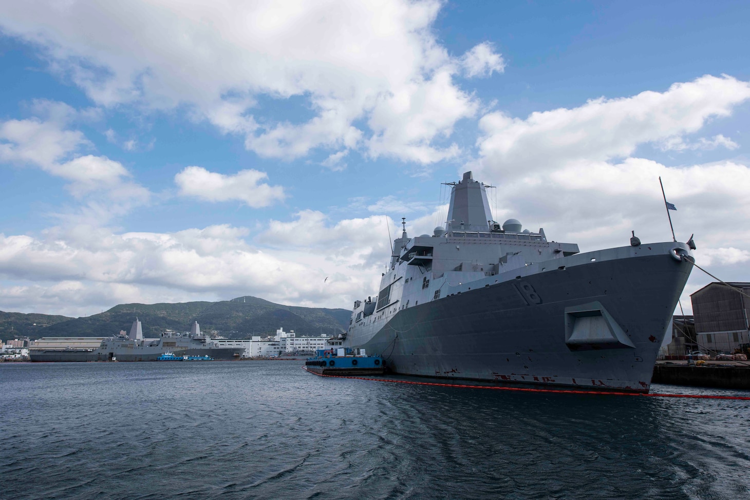 USS New Orleans (LPD 18) sits moored in Sasebo, Japan.