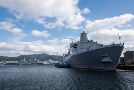 USS New Orleans (LPD 18) sits moored in Sasebo, Japan.