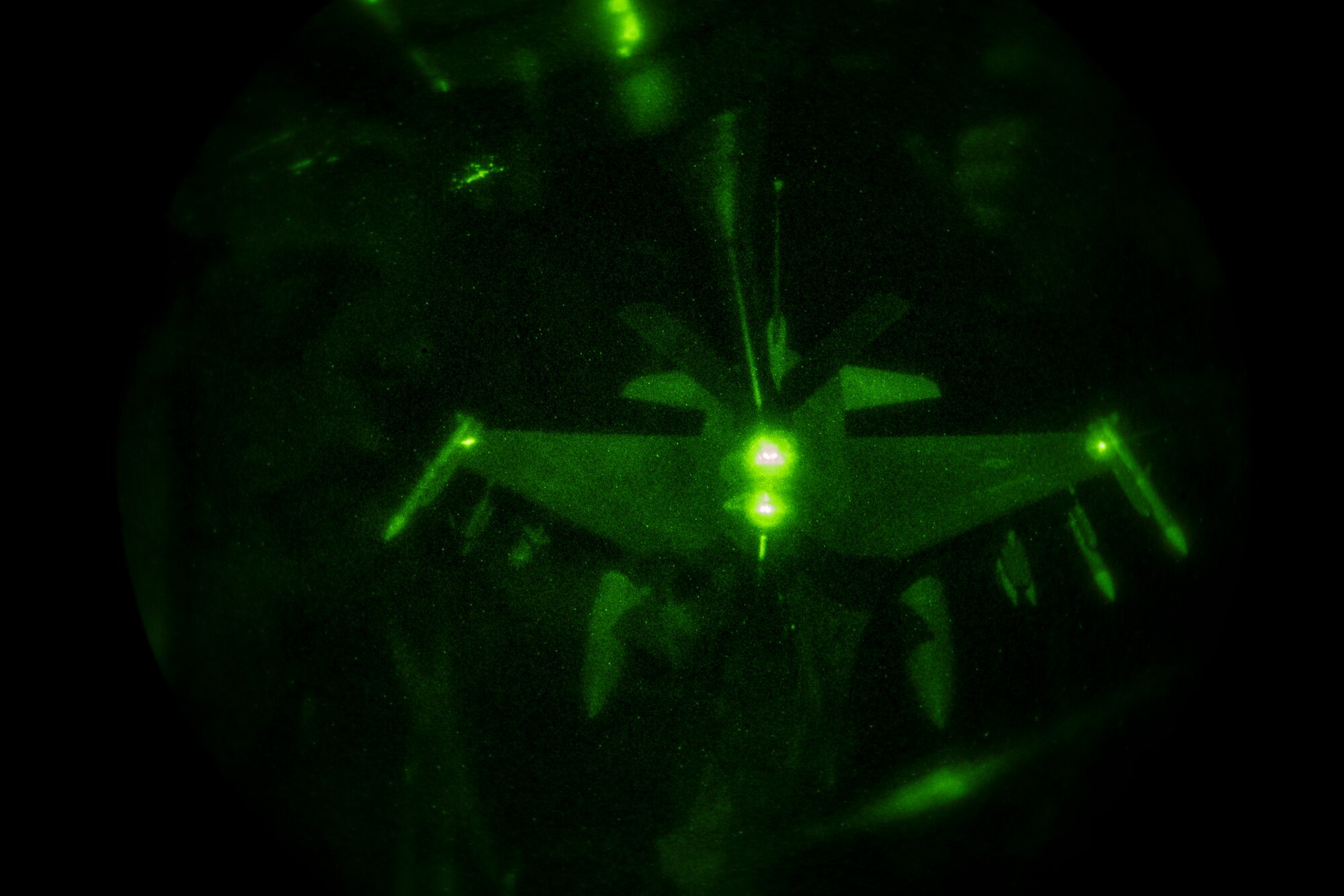 A U.S. Air Force KC-135 boom operator with the 28th Expeditionary Air Refueling Squadron refuels a U.S. Air Force F-16 Fighting Falcon, Nov. 24, 2019, over northern Iraq in support of Inherent Resolve.