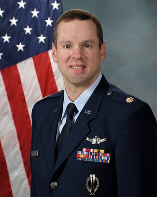 Official photo of Maj. David Hodgson, 21st Space Operations Squadron, Detachment 2, commander