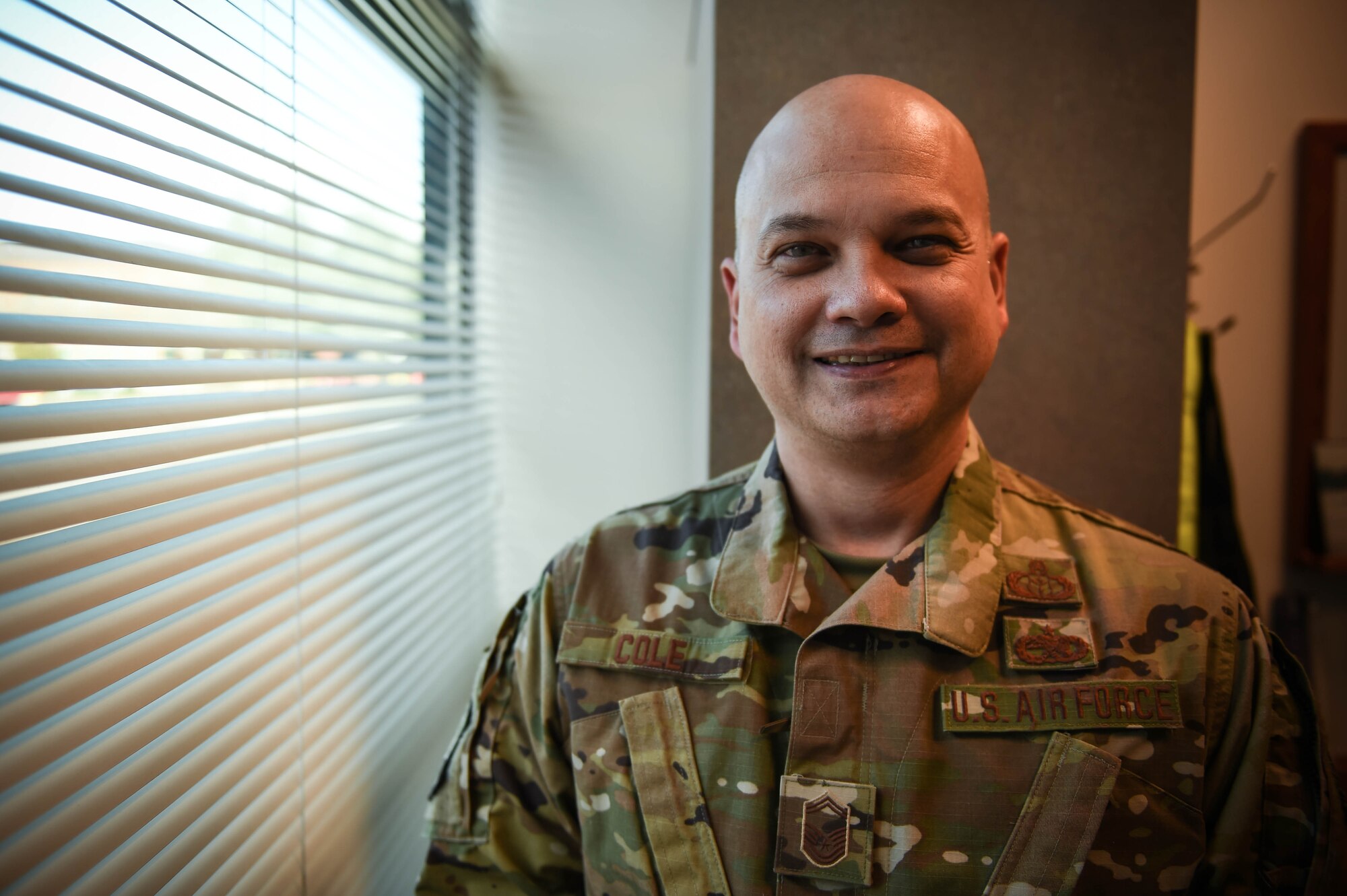 Senior Master Sgt. Samuel Cole, 62nd Operations Support Squadron superintendent, poses for a photo on Joint Base Lewis-McChord, Wash., Nov. 25, 2019. He was one of the ten McChord Airmen selected this year for promotion to chief master sergeant, the highest enlisted rank in the Air Force. 

“It is a huge honor and a privilege to be selected for this promotion and I intend to continue taking care of my people and aim toward affecting change.
A good piece of mentorship that I received was to focus more on being effective and less on being right in most situations that you encounter.
Chief master sergeant it is a great milestone and I will work hard to live up to the honor and take care of the Airmen of which I am charged.”

(U.S. Air Force photo by Airman 1st Class Mikayla Heineck)