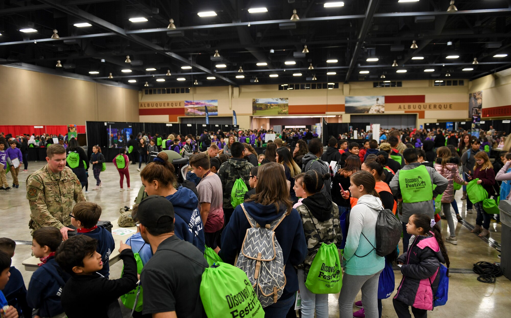 A photo of students at a fair.