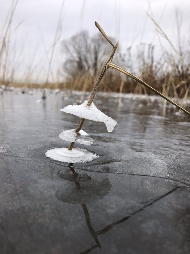 Ice formations at Sandy Lake Dam and Recreation Area in McGregor, Minnesota on Nov. 8