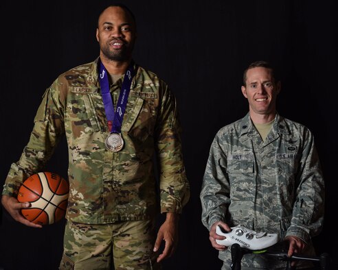 Staff Sgt. Jahmal Lawson, 30th Security Forces Squadron mobility equipment custodian, displays the silver medal he won at the 2019 Military World Games, Nov. 27, 2019 at Vandenberg Air Force Base, Calif. Lawson played on the U.S. basketball team during the Military World Games, which were held Oct. 18–27, 2019 in Wuhan, China. (U.S. Air Force photo by Airman 1st Class Aubree Milks)