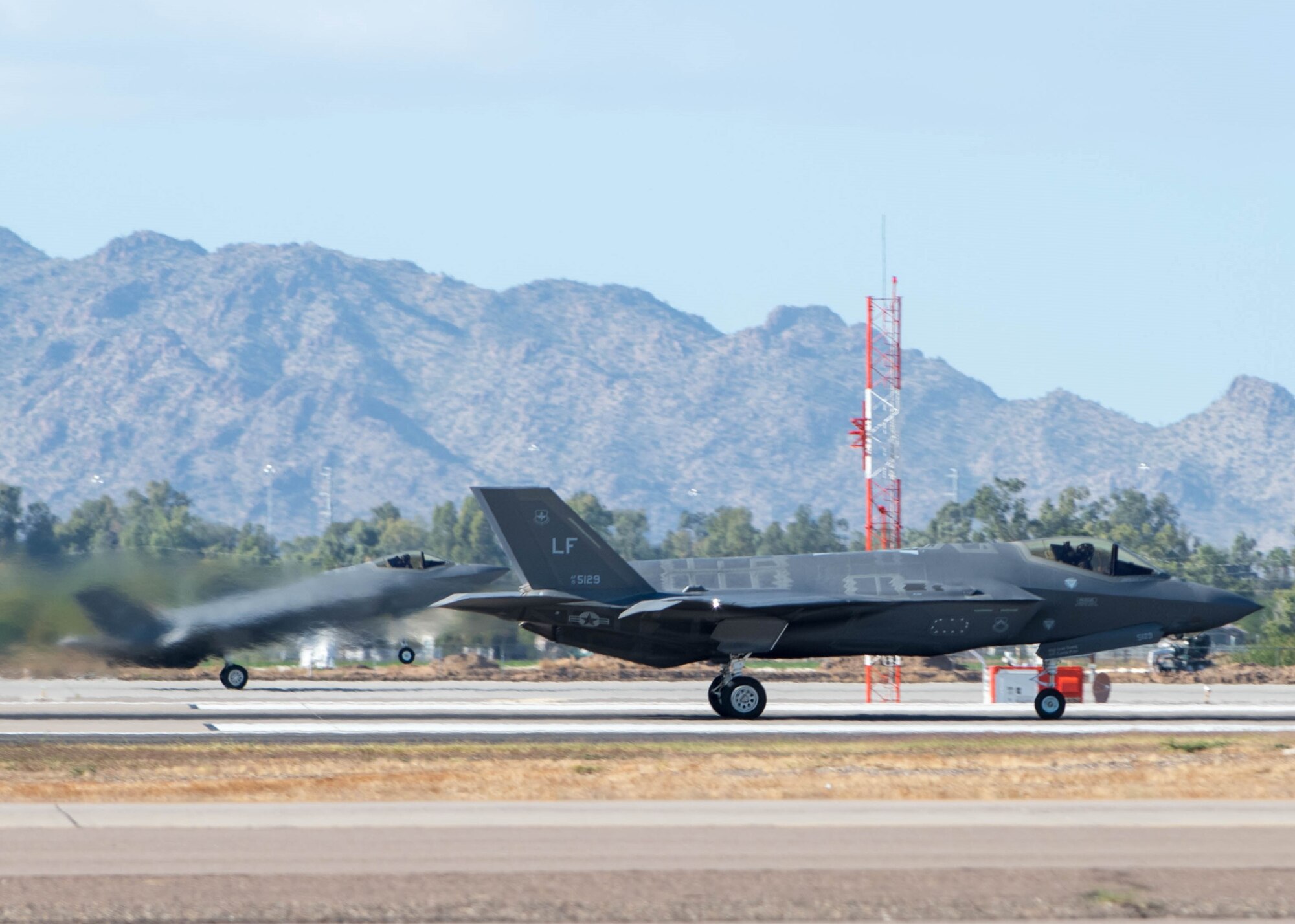 308th FS F-35A Lightning IIs soar in the sky