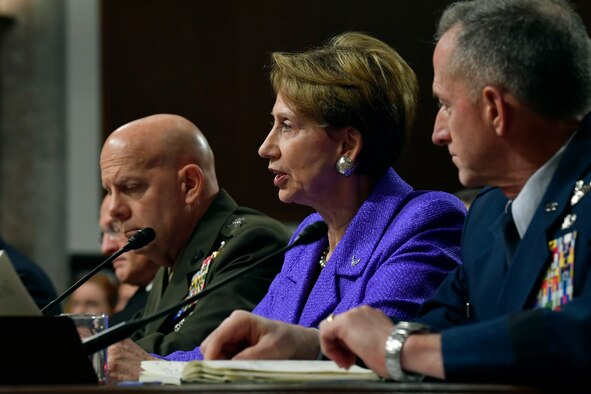 Secretary of the Air Force Barbara M. Barrett provides testimony to the Senate Armed Services Committee in Washington, D.C., Dec. 3, 2019. The committee examined privatized military housing for service members and their families. (U.S. Air Force photo by Wayne Clark)