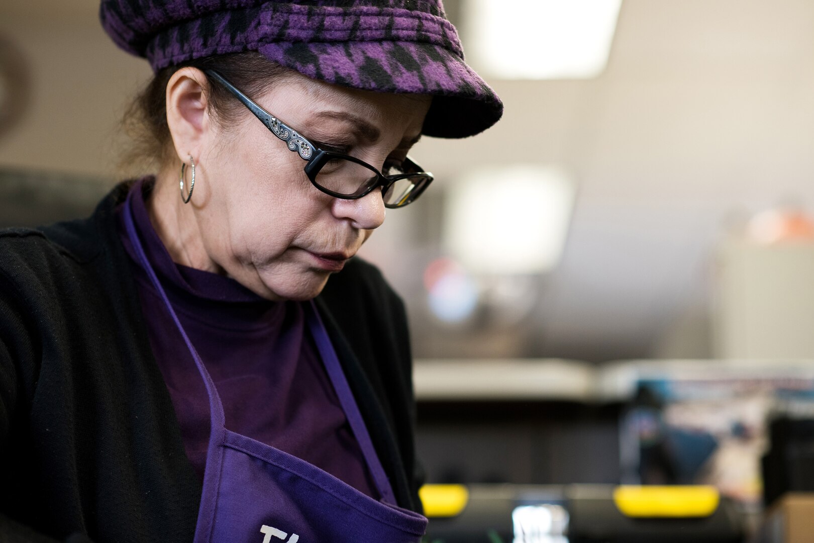 Rosa Padin, 502nd Civil Engineer Squadron secretary, prepares Christmas ornaments, Nov. 20, 2019, at Joint Base San Antonio-Lackland, Texas