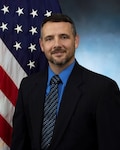 official photo with blue background and American flag