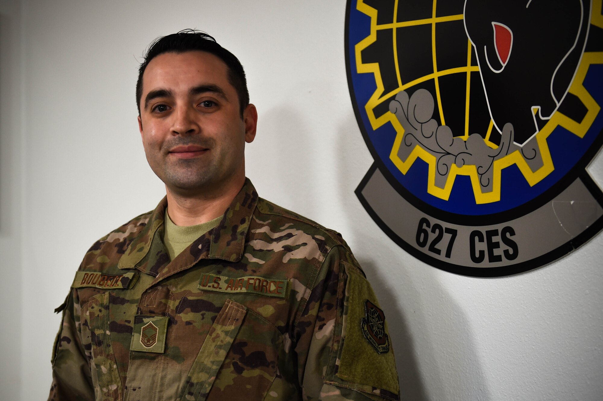 Senior Master Sgt. Adam Boubede, 627th Civil Engineering Squadron superintendent, poses for a photo on Joint Base Lewis-McChord, Wash., Dec. 3, 2019. He was one of the nine McChord Airmen selected this year for promotion to chief master sergeant, the highest enlisted rank in the Air Force. 

“I feel honored to have achieved such a distinction and humbled by the new challenges that it will bring. Reflecting on this accomplishment has led me to be grateful for all of my experiences that got me here and I’m thankful for having received all of the mentorship along my journey. I am excited to have an even greater opportunity to develop the next generation of leaders.   
‘Iron Sharpens Iron’ is a simple and effective motto that I learned early in my career. Competitiveness can certainly tear down relationships and organizations, but the dynamic changes drastically when we leverage each other’s strengths for mutual benefit and we understand that we grow stronger together rather than apart.  
An important principle that has proved its worth repeatedly is ‘never forget where I came from.’ I use this mantra as a guide to ensure I am mindful of how my actions, decisions, and behaviors affects all Airmen. Becoming a Chief only serves to emphasize the importance of this message and I will continue to practice it.” 

(U.S. Air Force photo by Airman 1st Class Mikayla Heineck)