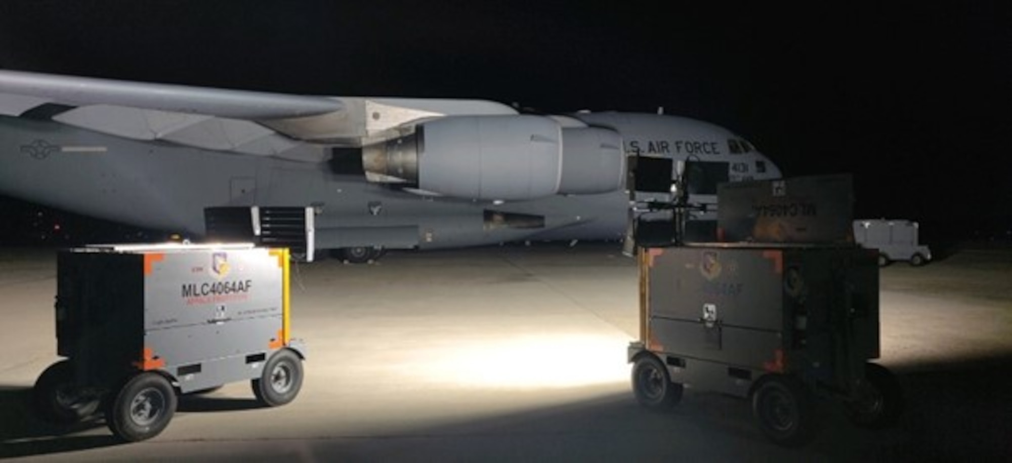 Two different LED lamps were evaluated on the Joint Base McGuire-Dix-Lakehurst flight line during the demonstration. (U.S. Air Force photo/Master Sgt. John Bono)