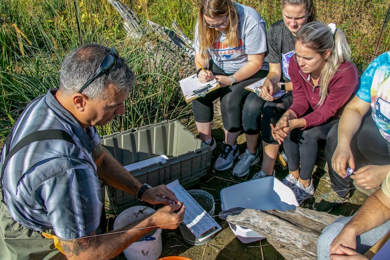 U.S. Army Corps of Engineers Buffalo District biologists recently taught D’Youville College students basic wetland delineation and fish population surveys as part of two separate labs for the D’Youville BIO 189-A Great Lakes laboratory course.