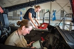 Airman 1st Class Christine Smith and Airman 1st Class Kaylie Cunningham, 364th Training Squadron electrical and environmental apprentice course students, remove and install an oxygen regulator on an F-15 Eagle at Sheppard Air Force Base, Texas, June 14, 2019. In an effort to expand learning opportunities for Airmen and enable training and education from any device, Air Education and Training Command has begun the Learning Wi-Fi Service project to install commercial wireless Internet across the command’s installations. (U.S. Air Force photo by Airman 1st Class Pedro Tenorio)