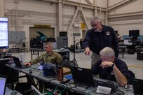 Members of Joint Task Force Civil Support’s (JTF-CS) plans and policy directorate test and verify the command’s collaboration tools during a main command post exercise at Felker Army Airfield at Joint Base Langley-Eustis. The four-day exercise familiarized the command with established procedures on deploying the main command post, and tested and verified the command’s online collaborative tools and systems. (Official DoD photo by Mass Communication Specialist 3rd Class Michael Redd/RELEASED)