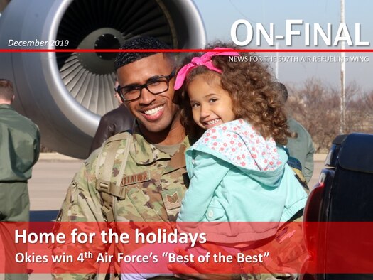 Tech Sgt. Leon Pennyfeather, 507th Operations Support Squadron, returns from a deployment to Southwest Asia Nov. 25, 2019, at Tinker Air Force Base, Oklahoma. (U.S. Air Force photo by Senior Airman Mary Begy)